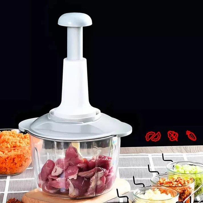 Manual Push Chopper 2L – Multifunctional ABS Plastic Kitchen Vegetable Cutter