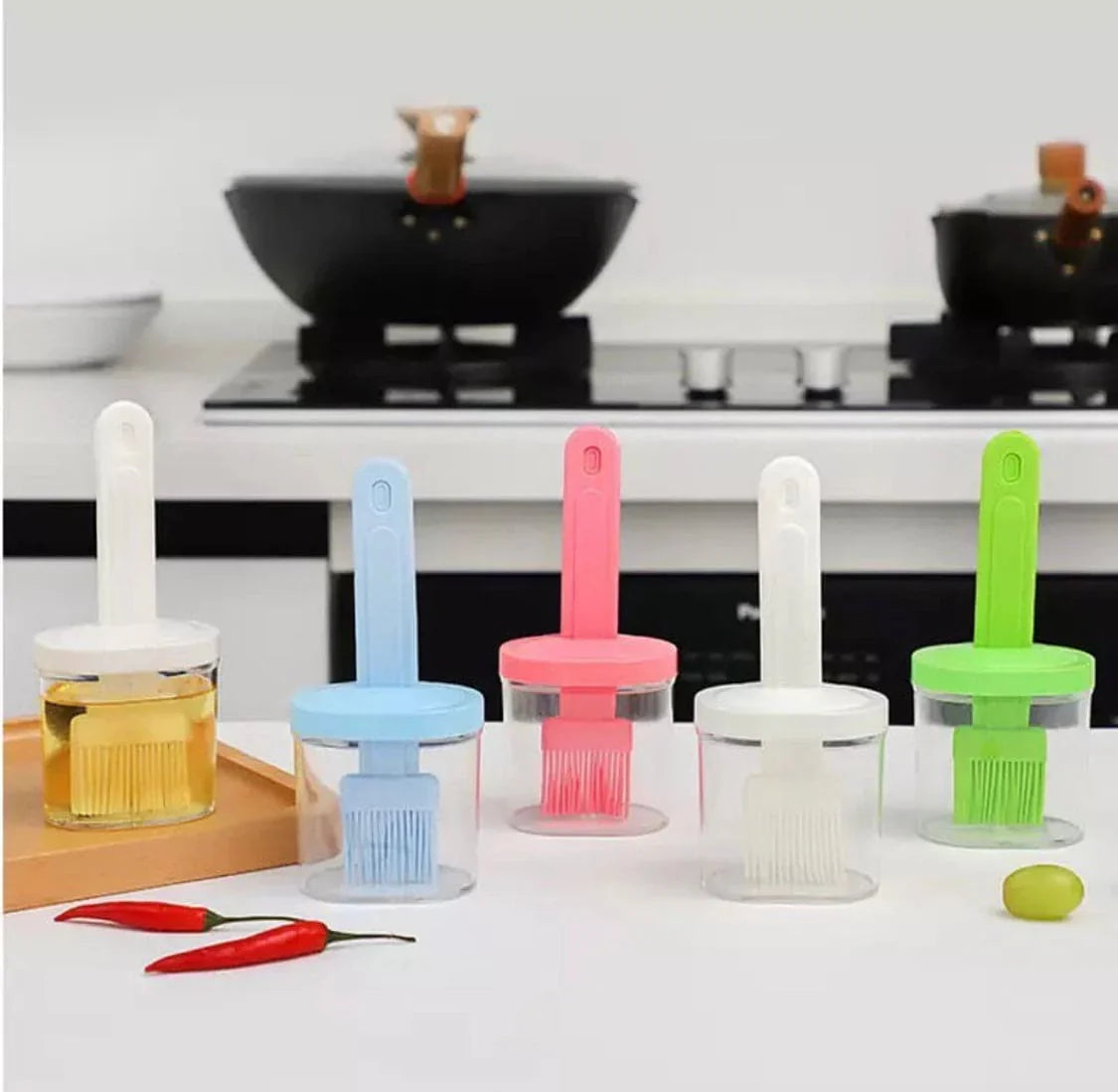 Silicone Oil Brush with Bottle – High Temperature Resistant, Easy Oil Dispensing