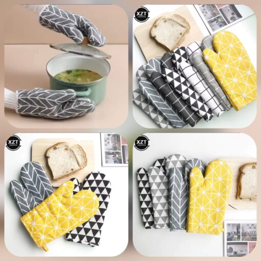 Premium Heat Resistant Oven Gloves Pair for Cooking, Baking and BBQ