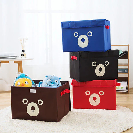 Cute Cartoon Bear Foldable Storage Box – Multipurpose Organizer for Kids & Home