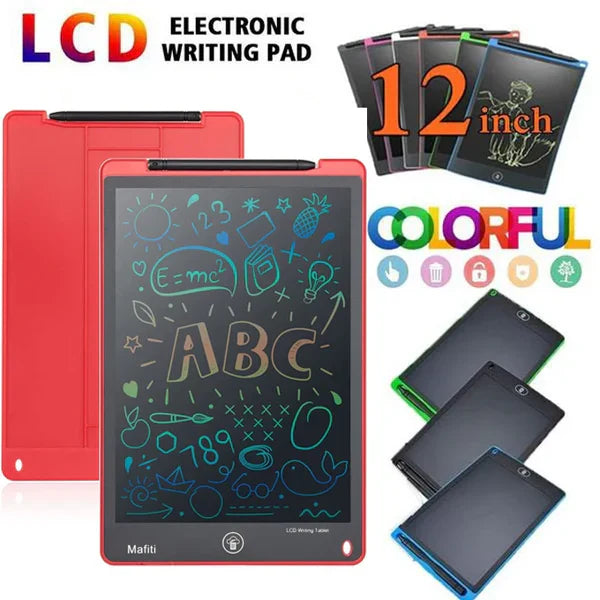 Large 12-Inch LCD Colorful Writing Tablet for Kids – Reusable Drawing & Learning Board