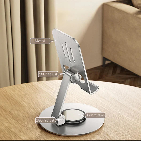 360° Rotating Metal Mobile Phone Stand – Adjustable Desktop Holder