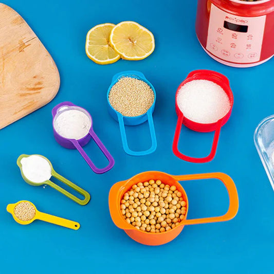 6pcs Measuring Spoon & Cup Set – Plastic with Scale | Baking & Cooking Essentials