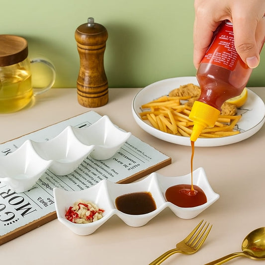 3-Compartment Dipping Sauce Dish – Durable & Multi-Purpose Condiment Server