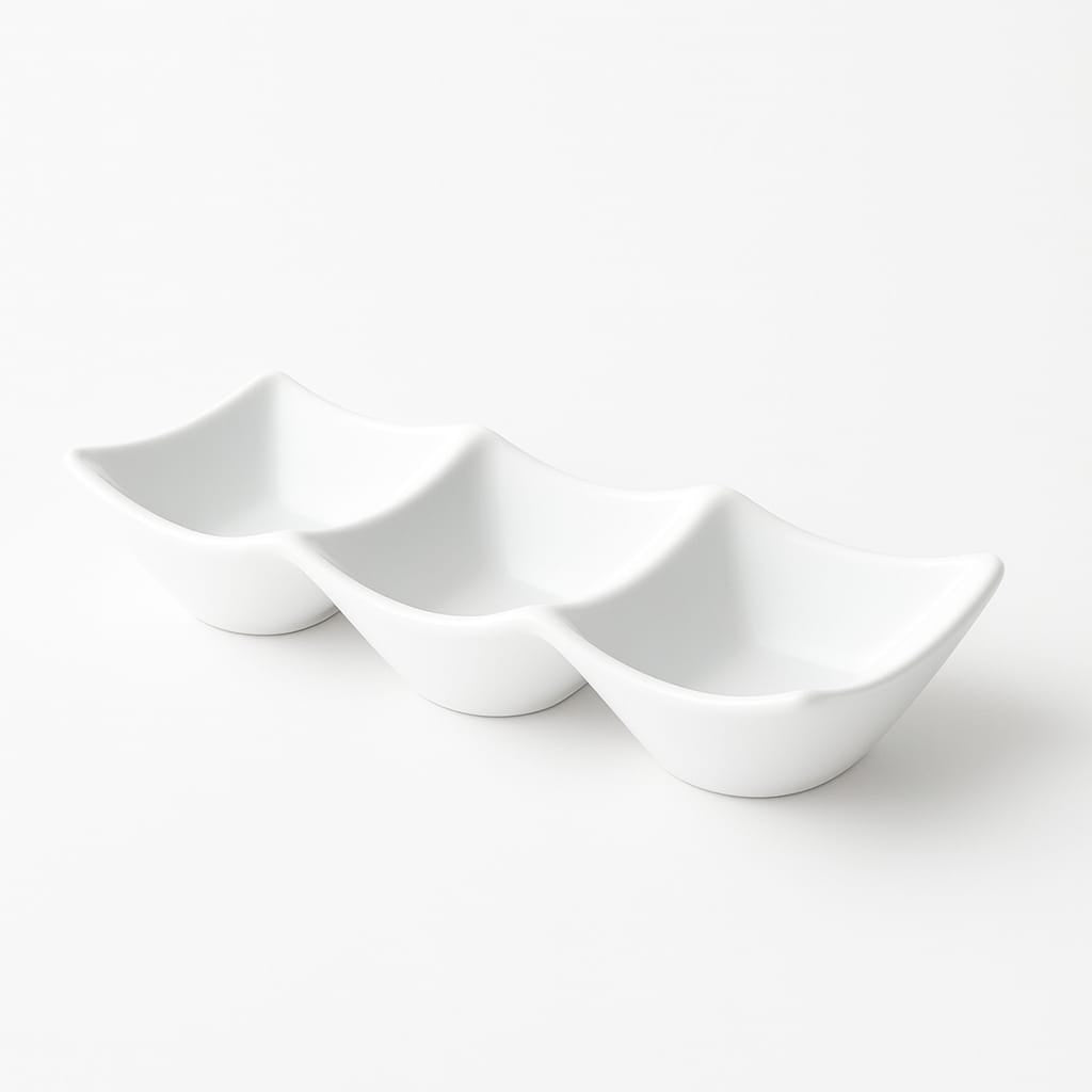 3-Compartment Dipping Sauce Dish – Durable & Multi-Purpose Condiment Server