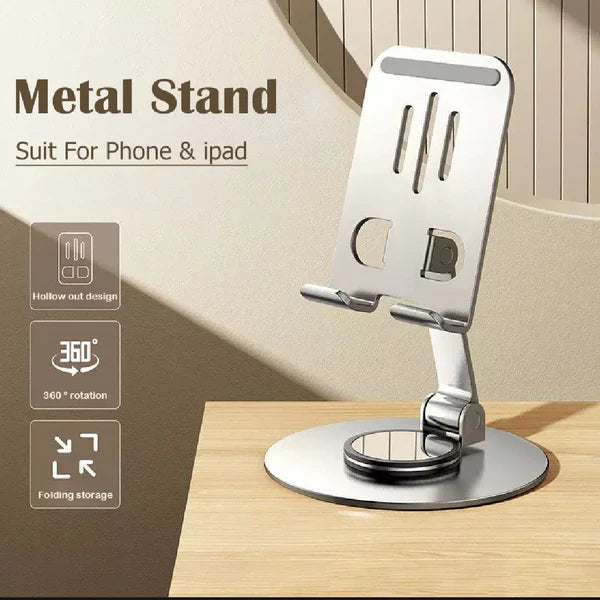 360° Rotating Metal Mobile Phone Stand – Adjustable Desktop Holder