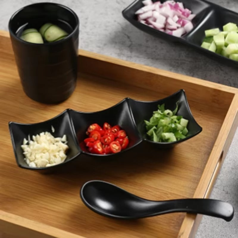 3-Compartment Dipping Sauce Dish – Durable & Multi-Purpose Condiment Server