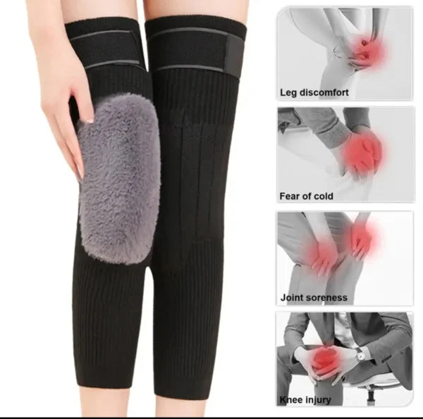 Premium Wool Knee Warmer Pair with Adjustable Strap for Knee Support