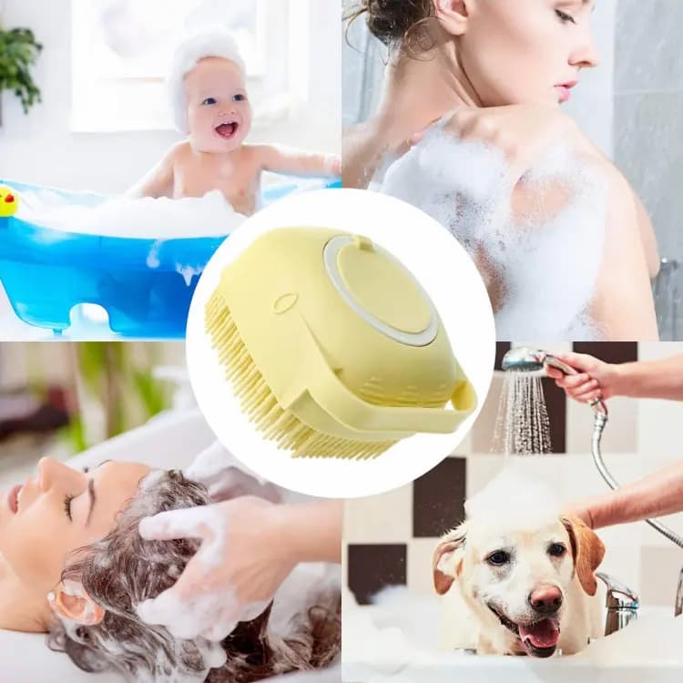 Silicone Soft Bath Body Brush with Shampoo Dispenser – Gentle & Easy Shower Scrubbing